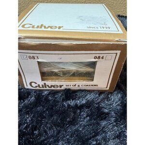Vintage Culver Set Of 4 Gold-Plated Cork Coasters  70's 80's style  BAr Ware